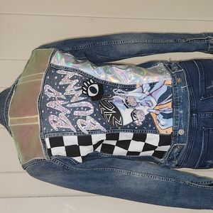 BAD BUNNY RHINESTONE FASHION JEAN JACKET CUSTOM MADE